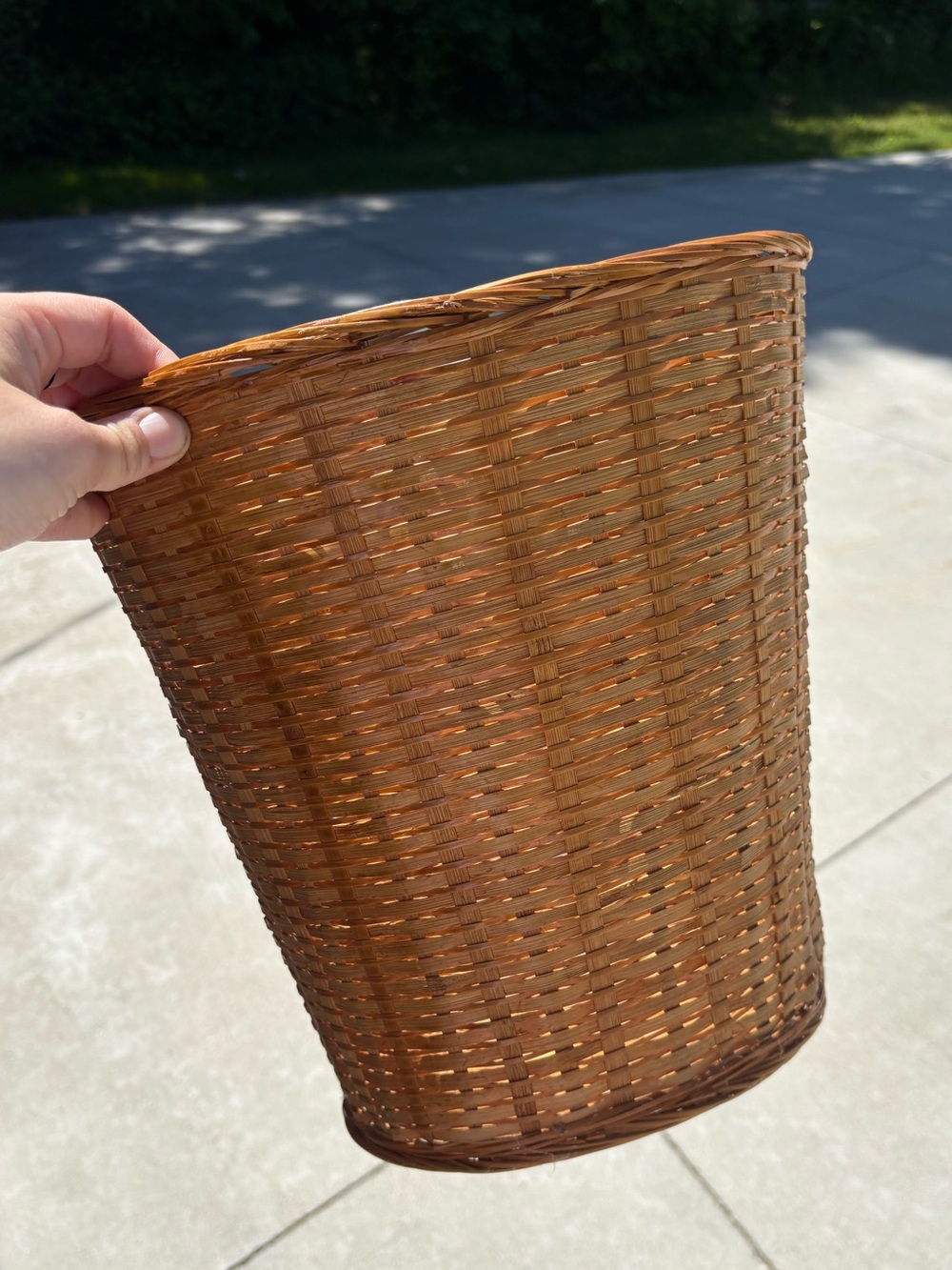 WOVEN WICKER TRASH BASKET